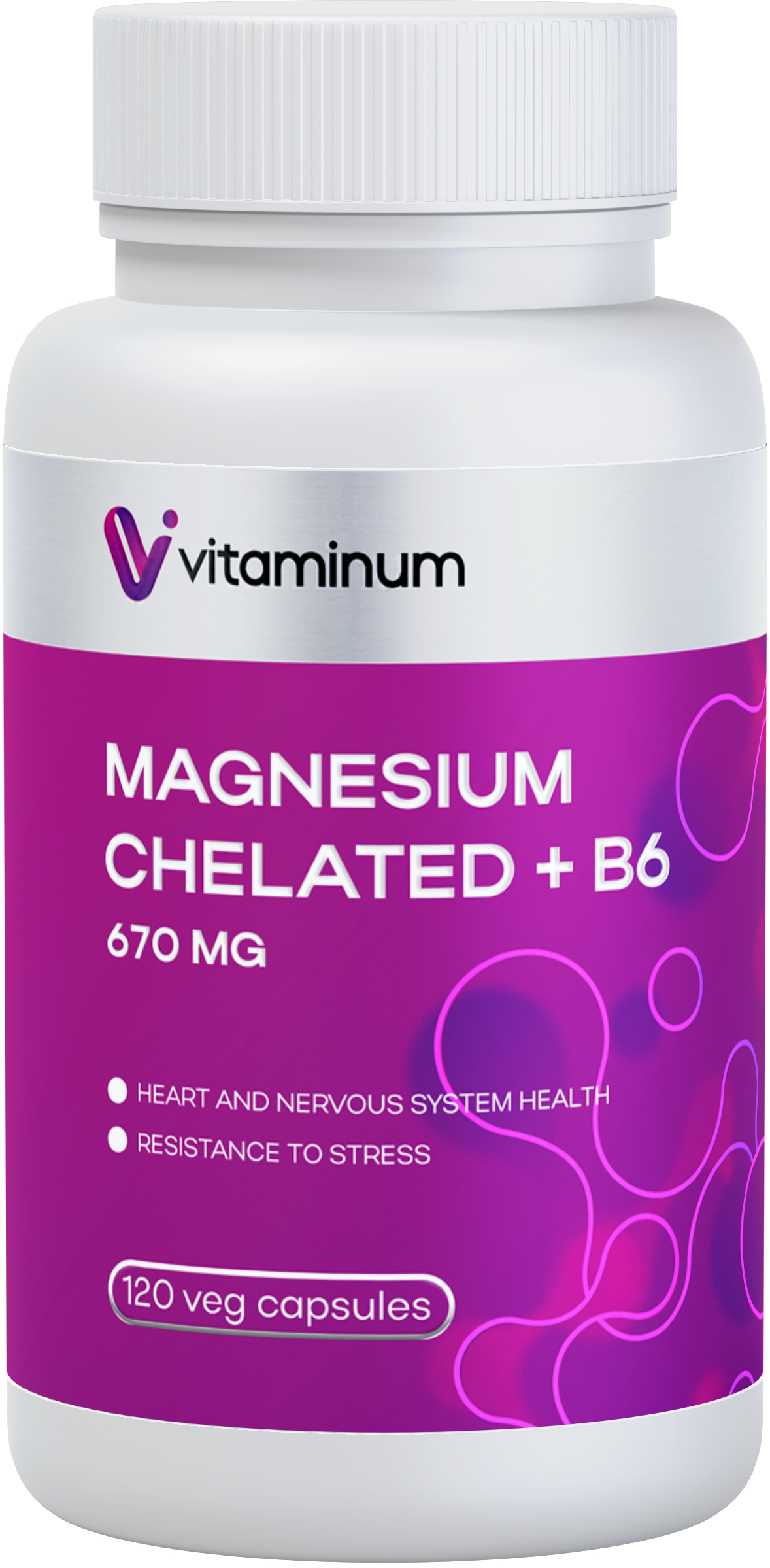  Vitaminum МАГНИЙ ХЕЛАТ + витамин В6 (670 MG) 120 капсул 800 мг  в Магадане
